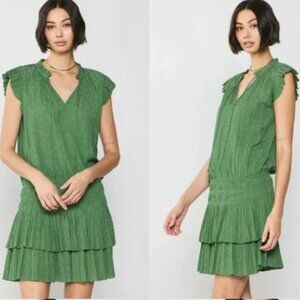 NEW Anthropologie | Current Air Green Leopard Flutter Sleeve Zoey Mini Dress